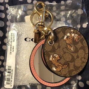 Coach kitten Mirror Keychain NWT
